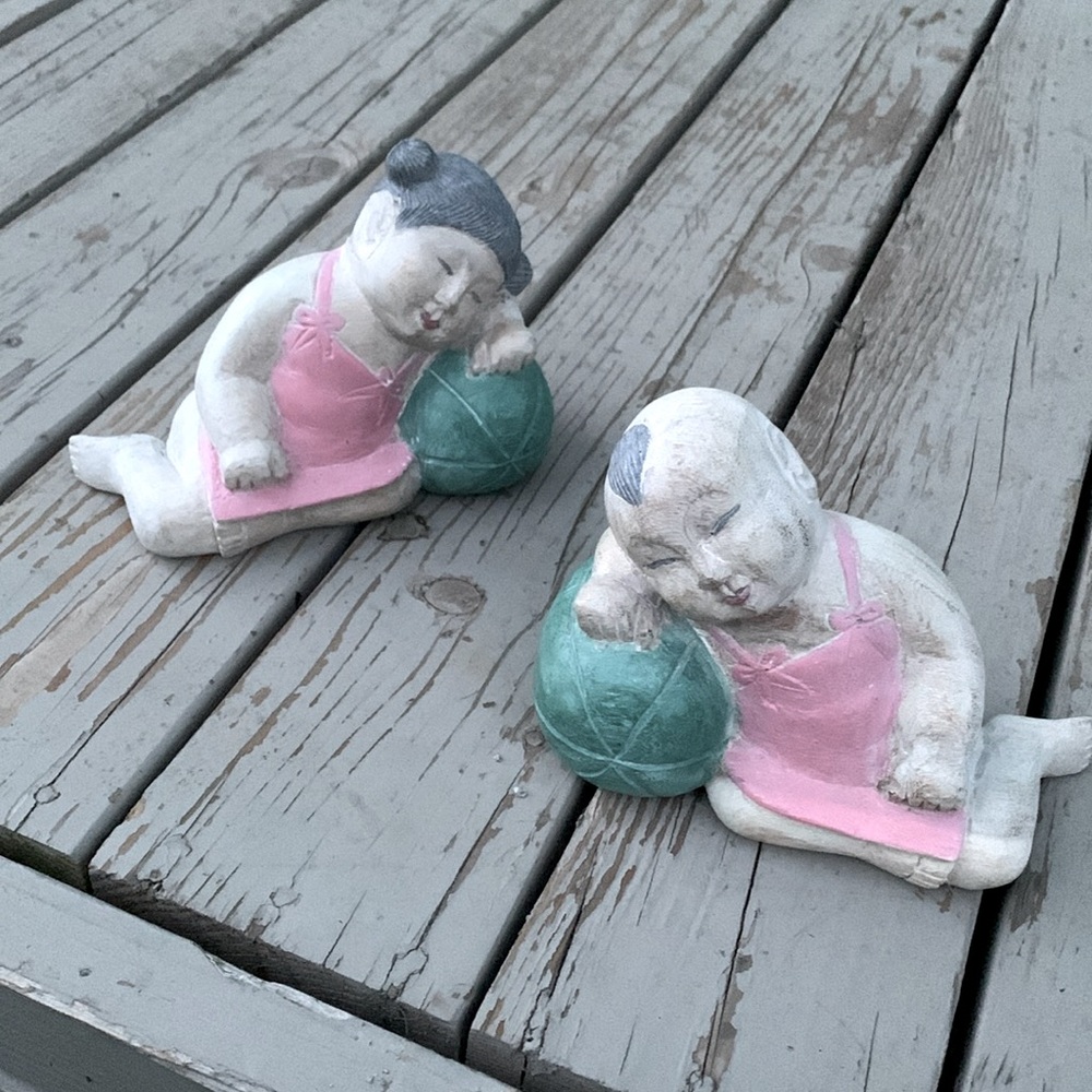 Asian wood good luck children watermelons sunbathers